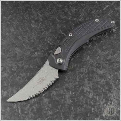 (#268A-12) Microtech Knives Brachial Stonewash Fully Serrated - Front