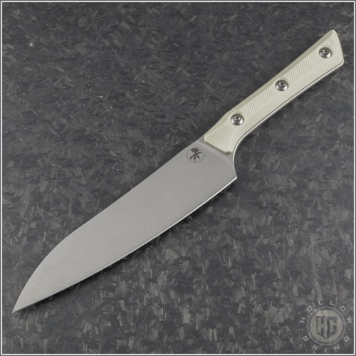 (#3400-10IV) Microtech Knives Ivory Utility Knife 6" Stonewash Black - Front