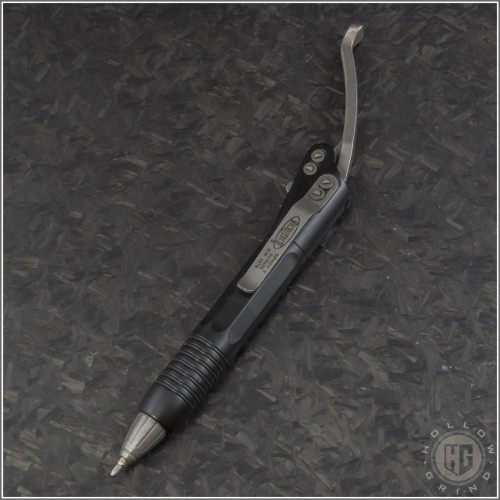 (#401-SS-BKAP) Microtech Siphon II Pen Black Stainless Steel Hardware - Front