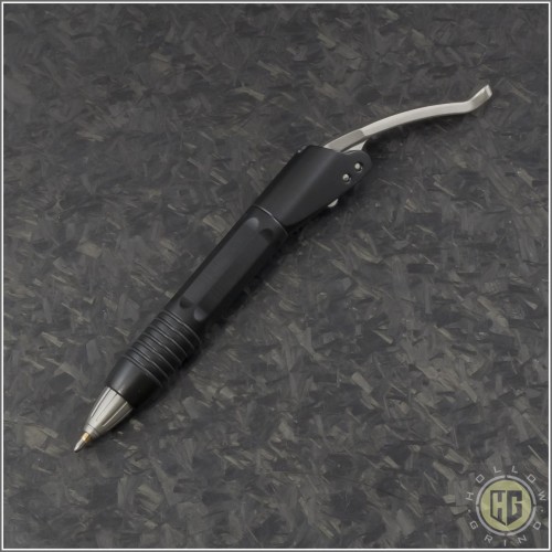 (#401-SS-BK) Microtech Siphon II Pen Black Stainless Steel Hardware - Front