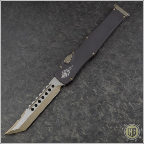 (#519-13NS) Microtech Bronzed Halo VI Hellhound Tanto Bronzed Plain - Front