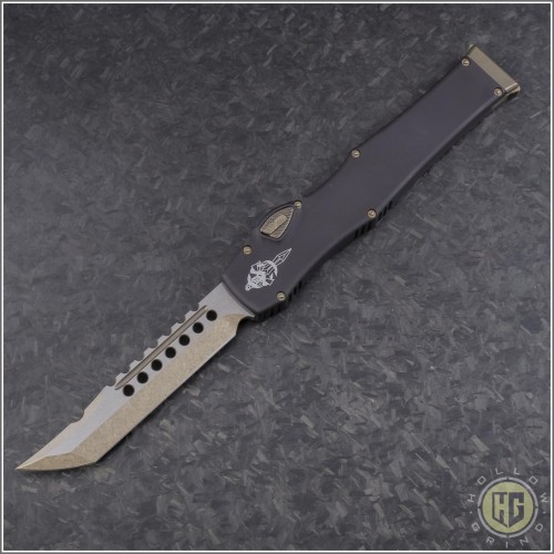 (#519-13) Microtech Bronzed Halo VI Hellhound Tanto Bronzed Plain - Front