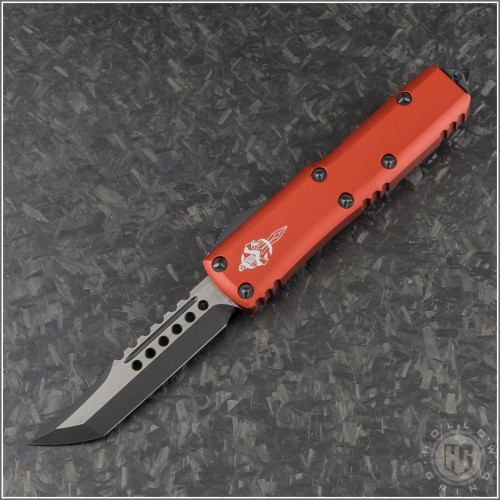 (#719-1RDS) Microtech Red UTX-85 Hellhound Tanto Black Tactical Standard - Front