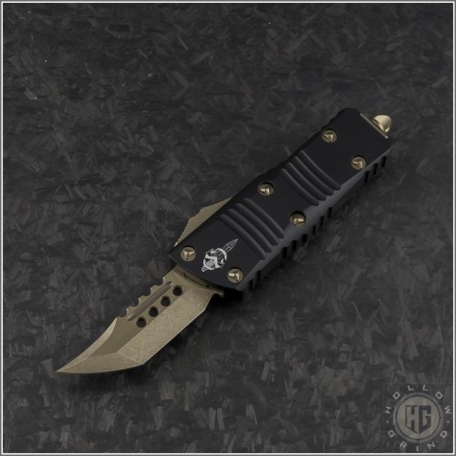 (#819-13S) Microtech Mini Troodon Hellhound Tanto Bronze Plain - Front