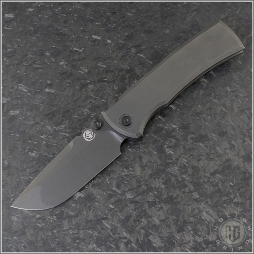 (#CK-229I-GRY) Chaves Knives Redencion 229 Integral Titanium Gray PVD Drop Point - Front