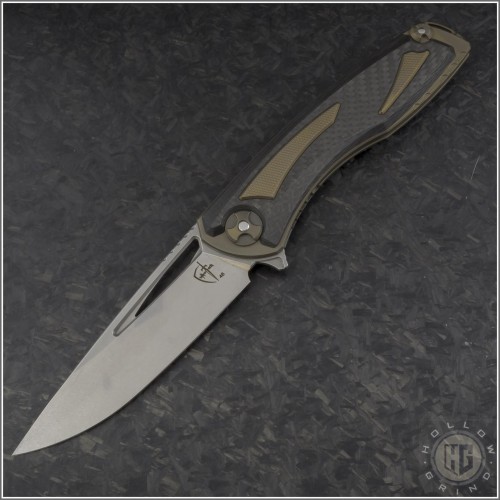 (#Cultro-SV3-BR) Cultrotech Knives Midtech Svarn III CF / Bronze Ti - Front