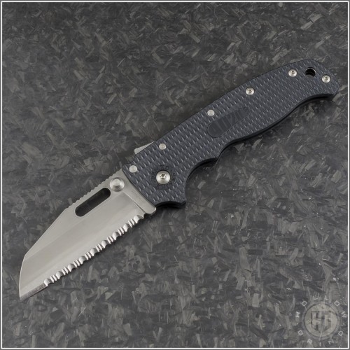 (#DK-AD205-SF-BK2) Demko Knives Black AD 20.5 Sharksfoot Full Serrated - Front