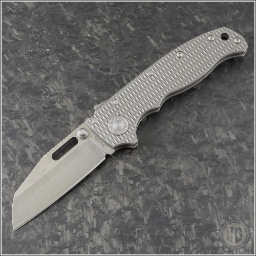 (#DK-AD205-TEXTI-SF) Demko Knives AD 20.5 Sharksfoot Plain Textured Titanium Handle - Front