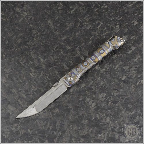 (#DRD-OB-FL) D Rocket Design OB Flamed Titanium Handle Satin Plain Blade - Front