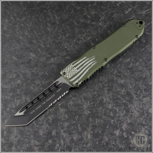 (#GT-108222) Guardian Tactical OD Green Recon Elite Black T/E Part Serrated - Front