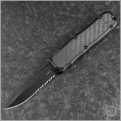 (#GT-92112) Guardian Tactical Recon-035 CF Inlay Tactical Black S/E Serr - Front