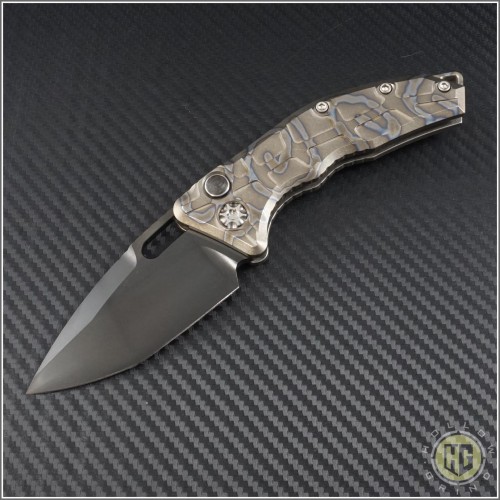 (#HER-Ti) Heretic Knives Blazed Titanium Auto Martyr Black Plain - Front