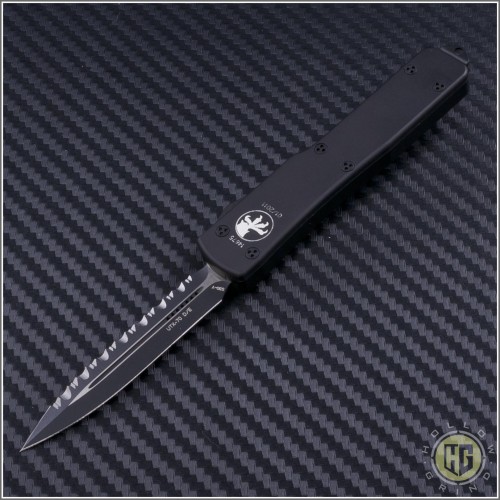 (#HG-0023) Microtech UTX-70 D/E Black Fully Serrated Tactical - Front