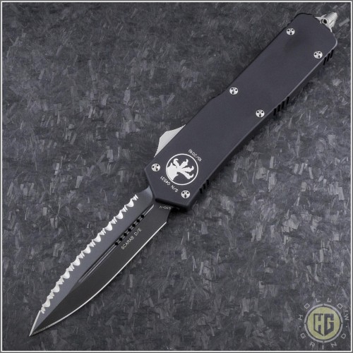 (#HG-0090) Microtech Scarab Executive D/E Black Fully Serrated - Front