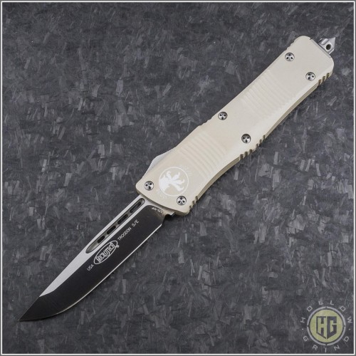 (#HG-0099) Microtech Tan Troodon S/E Black Plain - Front