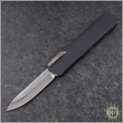 (#HTK-H014-DAM-CF1) Heretic Knives Cleric S/E Damascus w/ Carbon Fiber Cover - Front