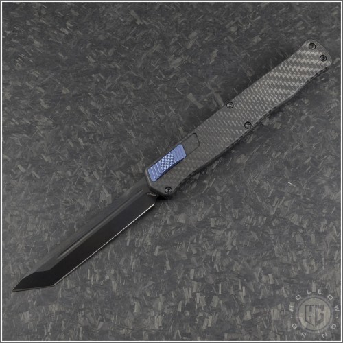 (#HTK-H019-6A-CFBLU) Heretic Knives Carbon Fiber Cleric II DLC Plain T/E - Front