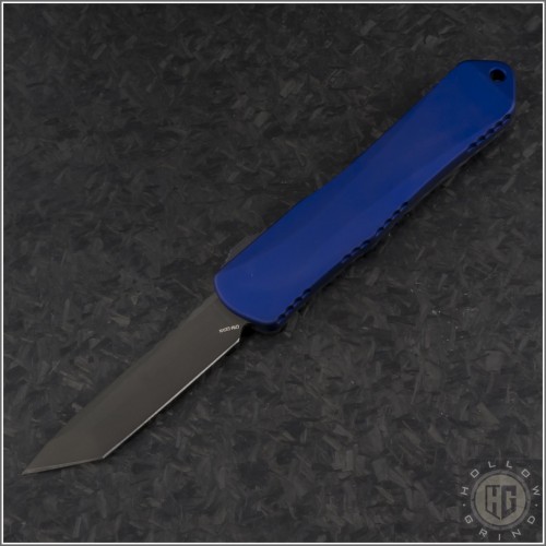 (#HTK-H027-6A-BLUCF) Heretic Knives Manticore-E Blue CF Tanto Black Plain - Front