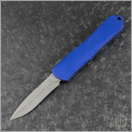 (#HTK-H029-5A-BLU) Heretic Knives Blue Manticore-E Recurve Battleworn - Front