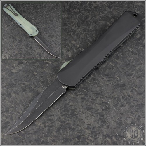(#HTK-H030B-8A-JADE) Heretic Knives Jade Green Manticore X Bowie Battleworn Black - Front