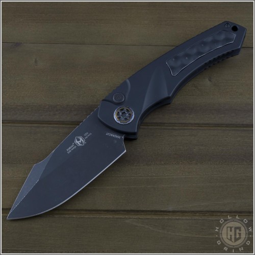 (#HTK-H048A-8A) Heretic Knives Pariah Auto Battleworn Black Plain - Front