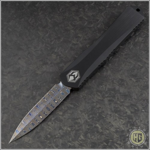 (#HTK-MANX-DE) Heretic Knives Manticore-X D/E Blued Damascus - Front