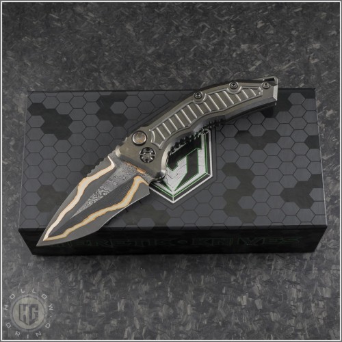 (#HTK-MED-BFRE) Heretic Knives Custom DLC Titanium Medusa with Bakers Forge Damascus - Front