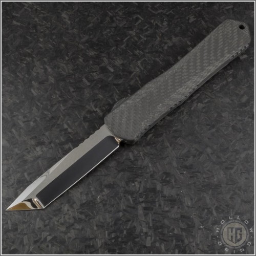 (#HTK-MXC-CF) Heretic Knives Custom Manticore-X Full CF Mirror Polished Tanto - Front