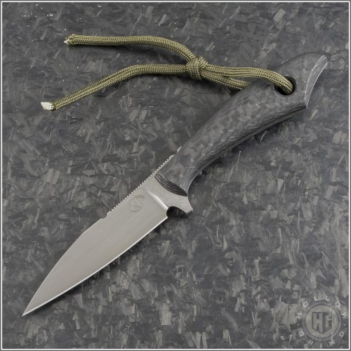 (#KD-Mantis-01) KD Knives Mantis X Hand Rubbed Satin Carbon Fiber Handle - Front