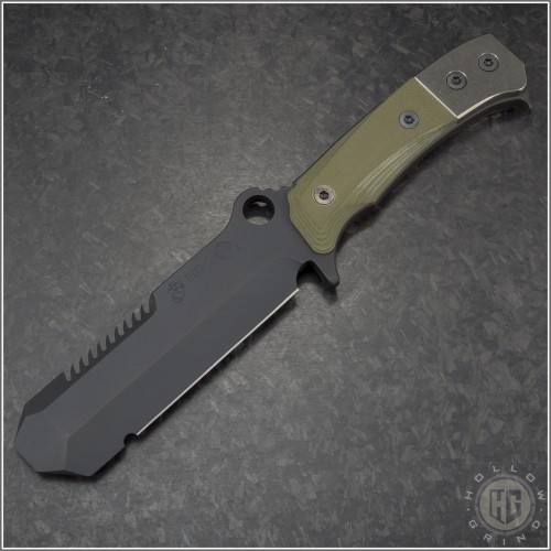 (#MKT-EOD-002) Medford Knife & Tool USMC EOD OD Green Handle - Black Blade - Front