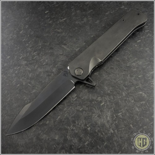 (#MKT-GIGA-BK) Medford Knife & Tool Gigantes - PVD Ti Handle, PVD Plain Blade - Blackout - Front