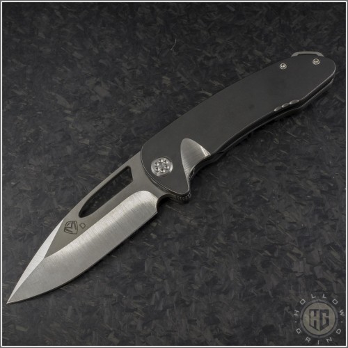 (#MKT-ONBELAY-002) Medford Knife & Tool - On Belay Black PVD Ti Handle with Tumbled Plain Blade - Front