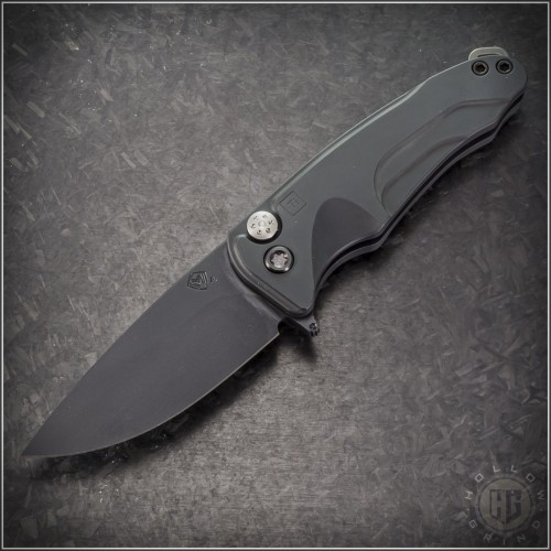 (#MKT-SCTi-002) Medford Knife & Tool Black DLC Ti Smooth Criminal Button Lock DLC Plain - Front