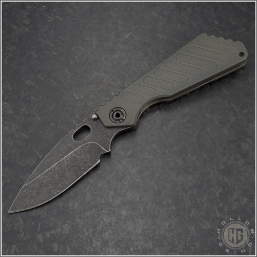 (#MSK-SNG-003) Strider Knives SNG Black Stonewash Blade Milled Aluminum Handle Flamed Ti - Front