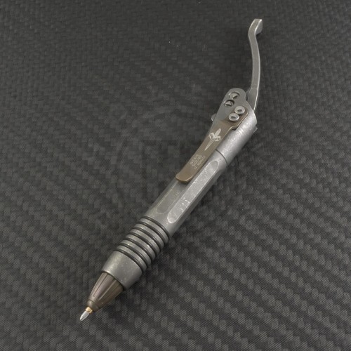 (#MTC-0051) Microtech Custom Siphon Pen Tumbled Ti - Front