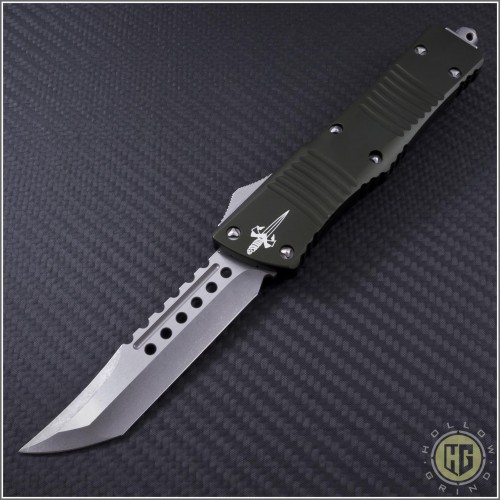(#MTC-0083) Marfione Custom Combat Troodon Hellhound Apocalyptic Tanto w/ Green Handle - Front