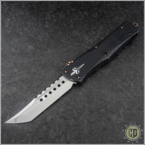 (#MTC-0239) Marfione Custom Combat Troodon Hellhound Tanto Mirror Polish w/ Copper Rings - Front