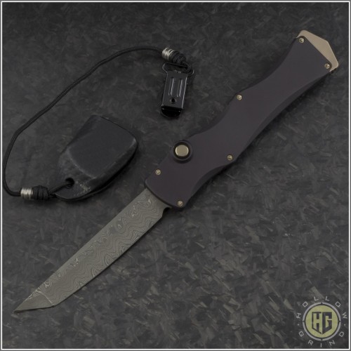(#MTC-0247) Microtech Marfione Halo IV T/E Damascus Mil-Spec Anodized w/ Bronzed Hardware - Front