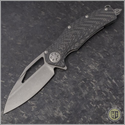 (#MTC-0257) Marfione Custom Matrix - Carbon Fiber Handle - Apocalyptic Blade - Front