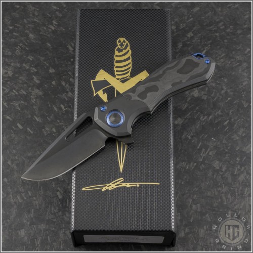 (#MTC-0378) Marfione Custom Knives Protocol Carbon Fiber Handle DLC Blade Plain - Front