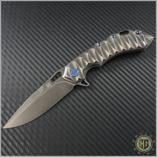 (#OLA-Way-03) Olamic Wayfarer 247 PVD Plain blade, sculpted PVD handle w/ blue accents including carved back bar - Front