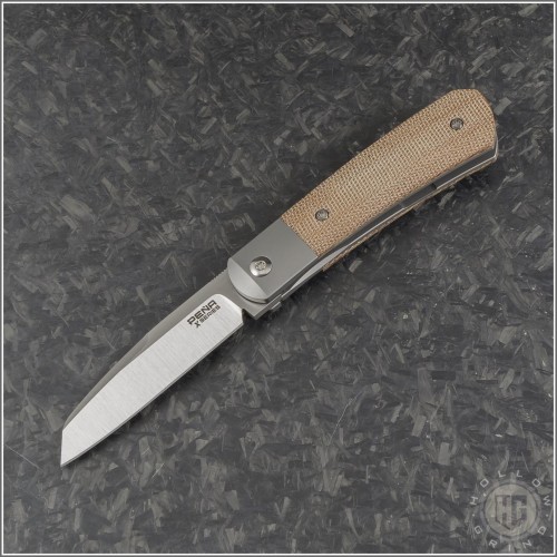 (#PENA-AKS-BRM) Pena Knives X-Series Apache Kickstop Brown Micarta - Front