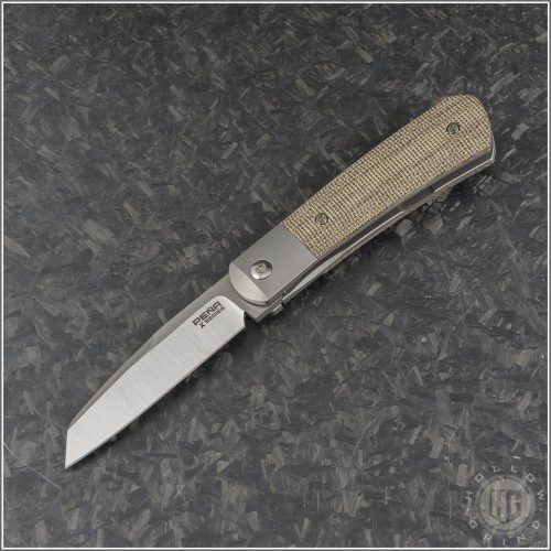 (#PENA-AKS-GRM) Pena Knives X-Series Apache Kickstop Green Micarta - Front