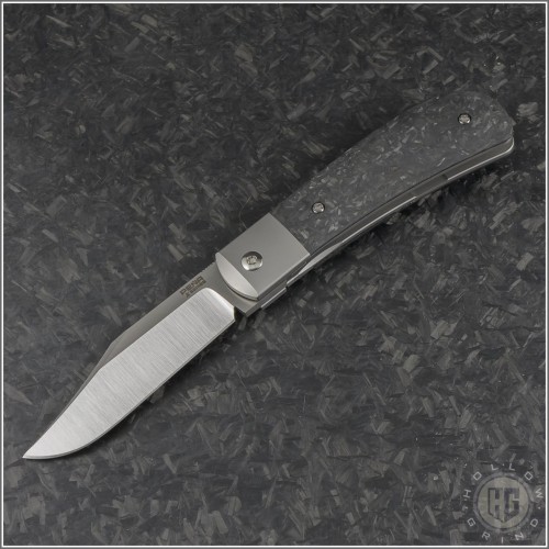 (#PENA-XLC-CF) Pena Knives X-Series Lanny's Clip Front Flipper Carbon Fiber - Front