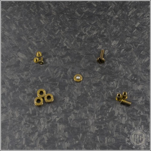 (#RH-CHK-TiB) Rick Hinderer Knives XM-18 3.5" Titanium Bronze Hardware Kit - Front