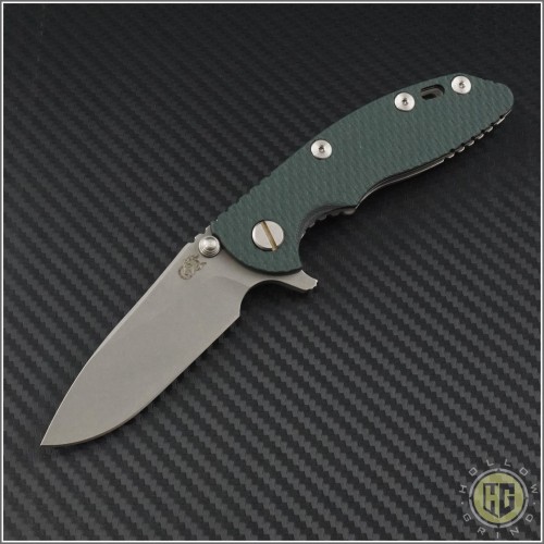 (#RH-XM1830-1) Rick Hinderer XM-18 3" Slicer - Dark Green Scale - Front