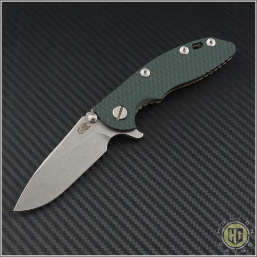 (#RH-XM1830-4) Rick Hinderer XM-18 3" Slicer - Dark Green Scale - Front