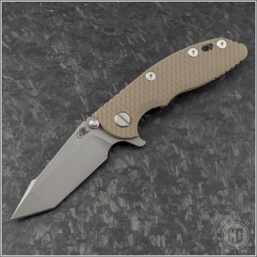 (#RH-XM1830-HT-002) Rick Hinderer XM-18 3" Tri-Way Harpoon Tanto FDE G-10 - Front