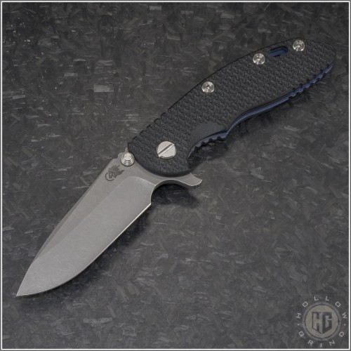 (#RH-XM18325-01) Rick Hinderer Tri-Way XM-18 3.25" Spearpoint Working Finish (Black G10) - Front