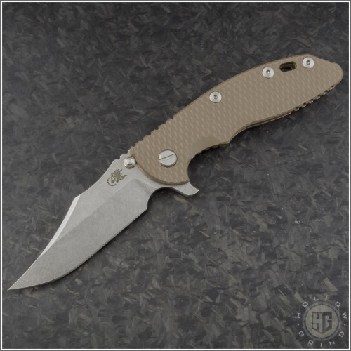 (#RH-XM1835-54) Rick Hinderer Gen 6 XM-18 3.5" Bowie Stonewash - Front